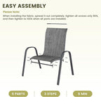 UDPATIO Patio Chairs Set of 4, Stackable Outdoor Dining Chairs with High Back, Textilene Fabric Breathable Outdoor Chair All Weather, 350LBS Capacity for Garden, Backyard (Dark Grey)