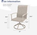 VICLLAX Patio Swivel Chairs Set of 2, Outdoor Dining Chairs with Textilene Breathable Fabric and Seat & Metal Frame Patio Sling Chairs for Backyard Deck Lawn Garden, Sandshell