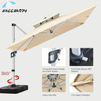 ABCCANOPY Patio Umbrella Cantilever Double Top Outdoor Offset Umbrella with 360° Rotation