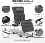 Zero Gravity Chair, Portable Outdoor Chair, Reclining Patio Lounge Chair with Adjustable Pillow and Cup Holder Trays for Outdoor, Patio, Beach, Camping, Garden, Poolside, Gray