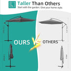 Shintenchi Patio Offset Umbrella with Easy Tilt Adjustment,Crank and Cross Base, Outdoor Cantilever Hanging Umbrella, Sunshade Free Standing Canopy, Dark Gray