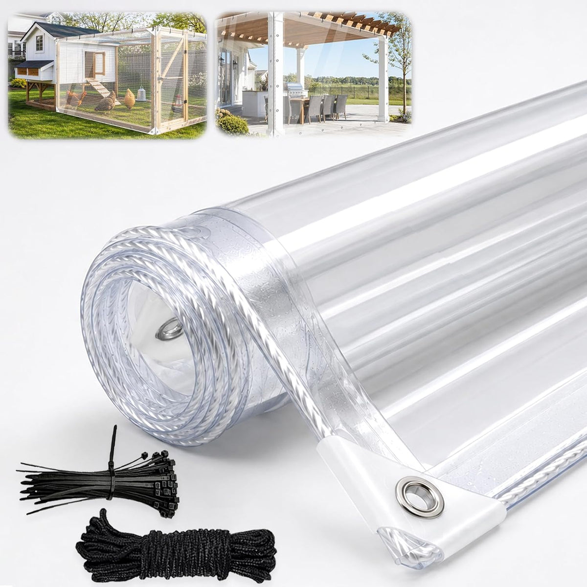 clear tarp with grommets,transparent heavy duty pvc vinyl, main product view