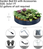 Galvanized Metal Planter Raised Garden Bed Kit for Gardening Outdoor Garden Box Raised Flower Bed 2PC Blue 3X3X1FT