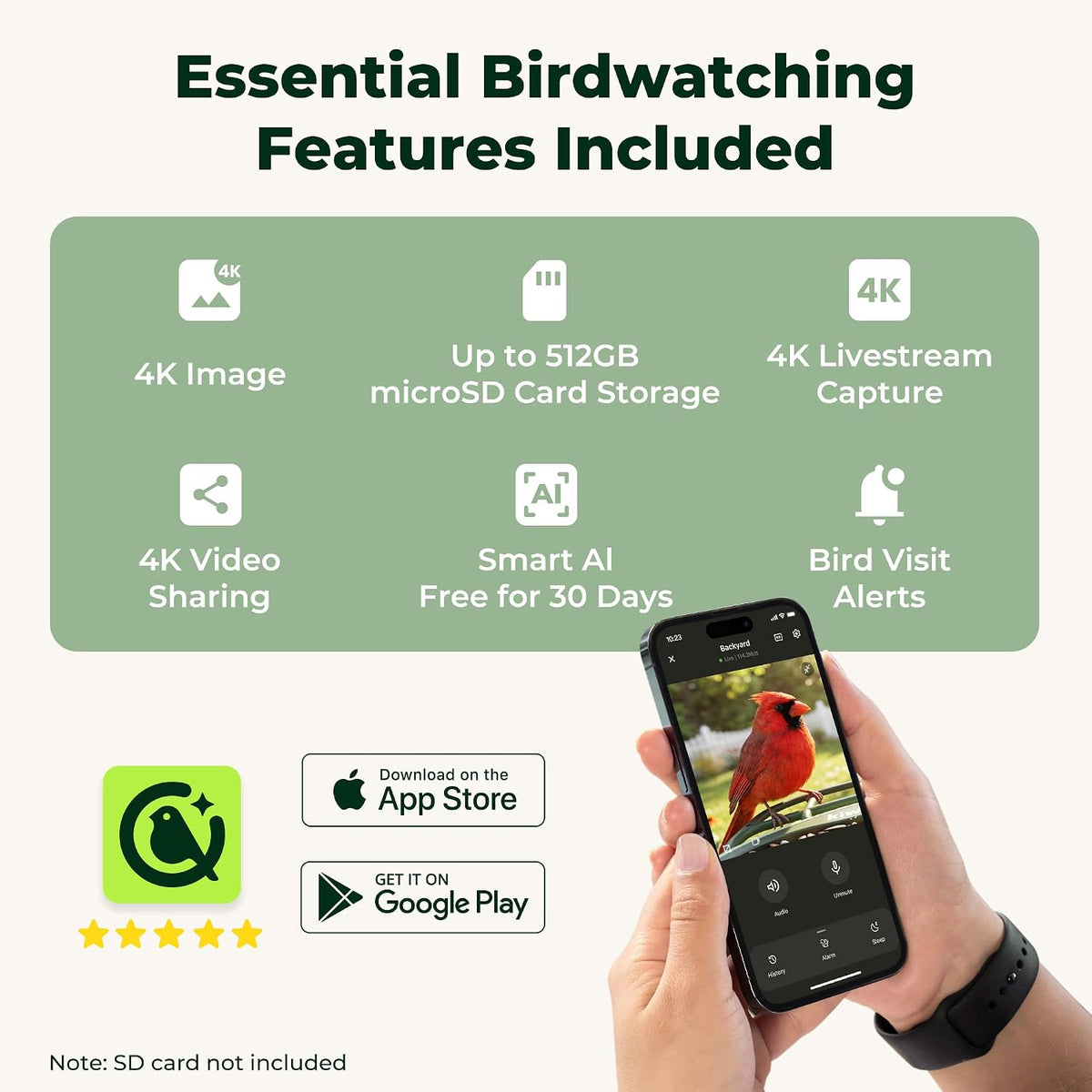 kiwibit solar powered smart bird feeder with camera, view 9