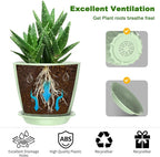 6 Pack 7 Inch Indoor Plant Pots with Drainage Holes, Outdoor Plastic Decorative Flower Pots, Garden Planters with Tray Saucers for Orchids, Violets, Succulents, Herbs, and Other Plants