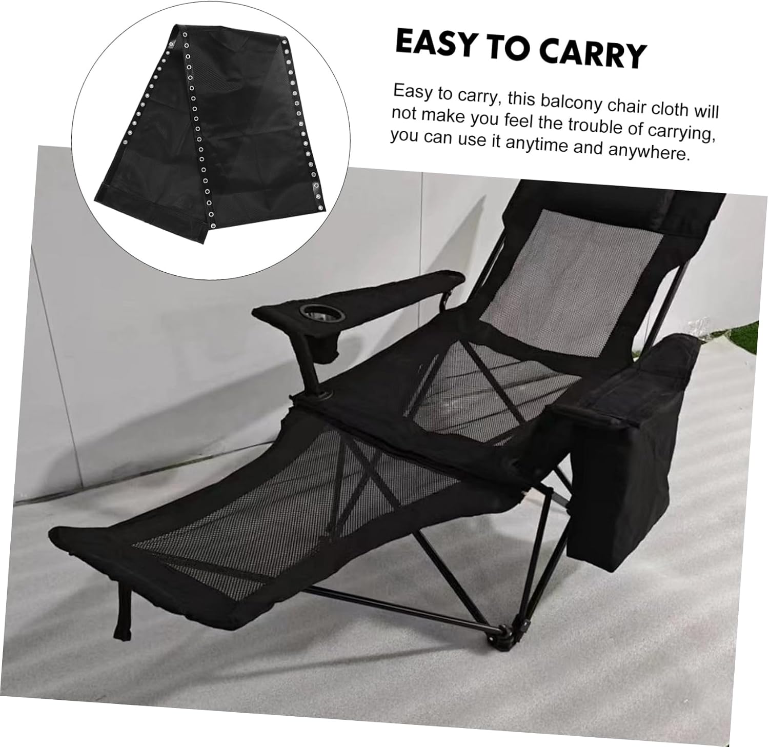 Levemolo Patio Chair Sling Replacement Fabric Lightweight Lounge Chair Webbing Repair Kit for Outdoor Use Elegant Black Mesh Material for Beach and Camping
