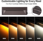 LEONLITE 12-Pack 10.6 Inch 5CCT LED Low Voltage Step Lights, 12–24V AC/DC 6W Surface Mount Ultra-Slim Landscape Stair Lights, IP65 Aluminum Outdoor Lighting for Decks, Hardscapes, Oil Rubbed Bronze