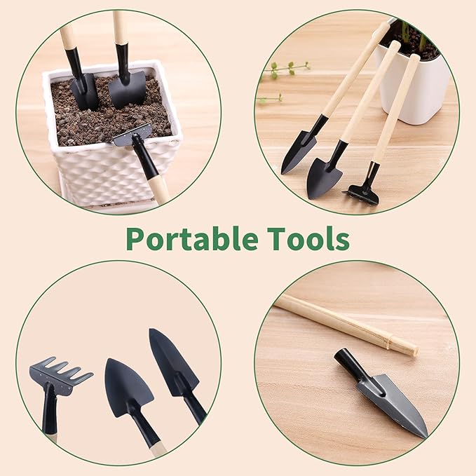20 Pcs Plastic Deep Nursery Pots - 9.8" Tall Tree Pots, Indoor/Outdoor Use with 3 Pcs Garden Tools
