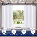 PureFit Outdoor Curtains for Patio Waterproof Weatherproof, UV Resistant Outside Curtains for Gazebo, Front Porch, Pergola, Sun Blocking Privacy Curtain, 52W x 120L inch, 1 Panel, White