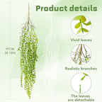 4 Pack Fake Hanging Plants, 38" Artificial Hanging Eucalyptus Plants Greenery Vines UV Resistant Faux Trailing Plants for Indoor Outdoor Wall Shelf Porch Boho Home Patio Decor(4PCS Green)