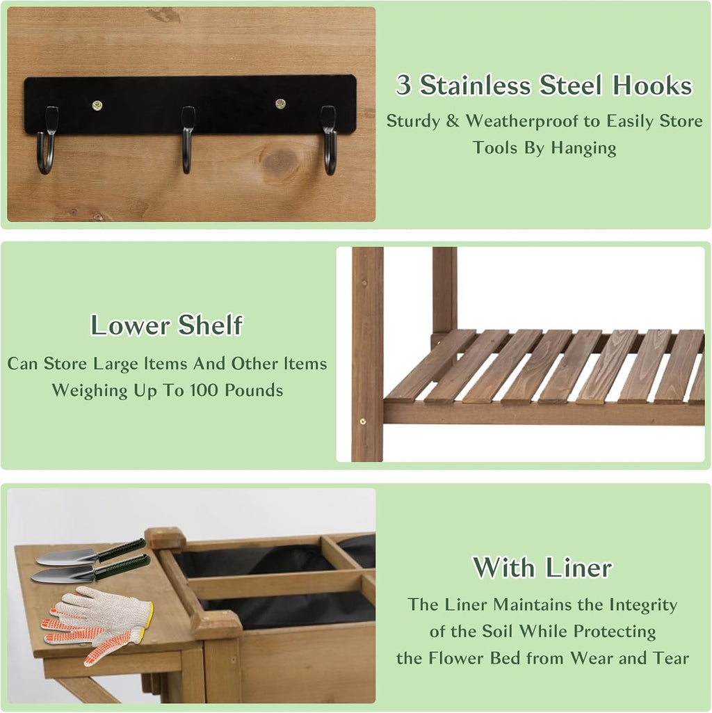 raised garden bed outdoor with lockable wheels, 55"x, side view