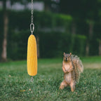 Upgraded 304 Stainless Steel Hanging Squirrel Feeder Outside, Durable Squirrel Feeders for Outdoors, Chipmunk Feeder, Squirrel Food for Backyard Squirrels Hold Corn, Corn Cob(32Inch-1Rod)