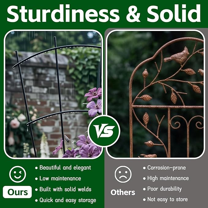 4 Pack 32'' Indoor Plant Trellis for Potted Plants Climbing Outdoor Metal Garden Trellis Houseplants Flowers Vine Ivy,Fan Shape, Black