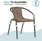 Amopatio Outdoor Dining Chairs Set of 6, Rattan Wicker Patio Chairs, Stackable Indoor-Outdoor Chairs, Bistro, Deck, Yard, Porch, 6 Pack, Brown