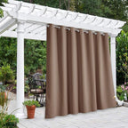 NICETOWN Outdoor Curtains for Patio W100 x L95 inch 2 Pieces, Sun Blocking Screen Shades 100% Privacy for Porch, Pergola, Lanai, Outside Deck, Weatherproof Blinds for All Season, Tan