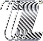 30 Pack 3.7 inch Metal S Hooks Steel S Hooks Plants Hanging Hangers for Kitchen Pans Pots Bags Purse Jeans Jewelry Towels
