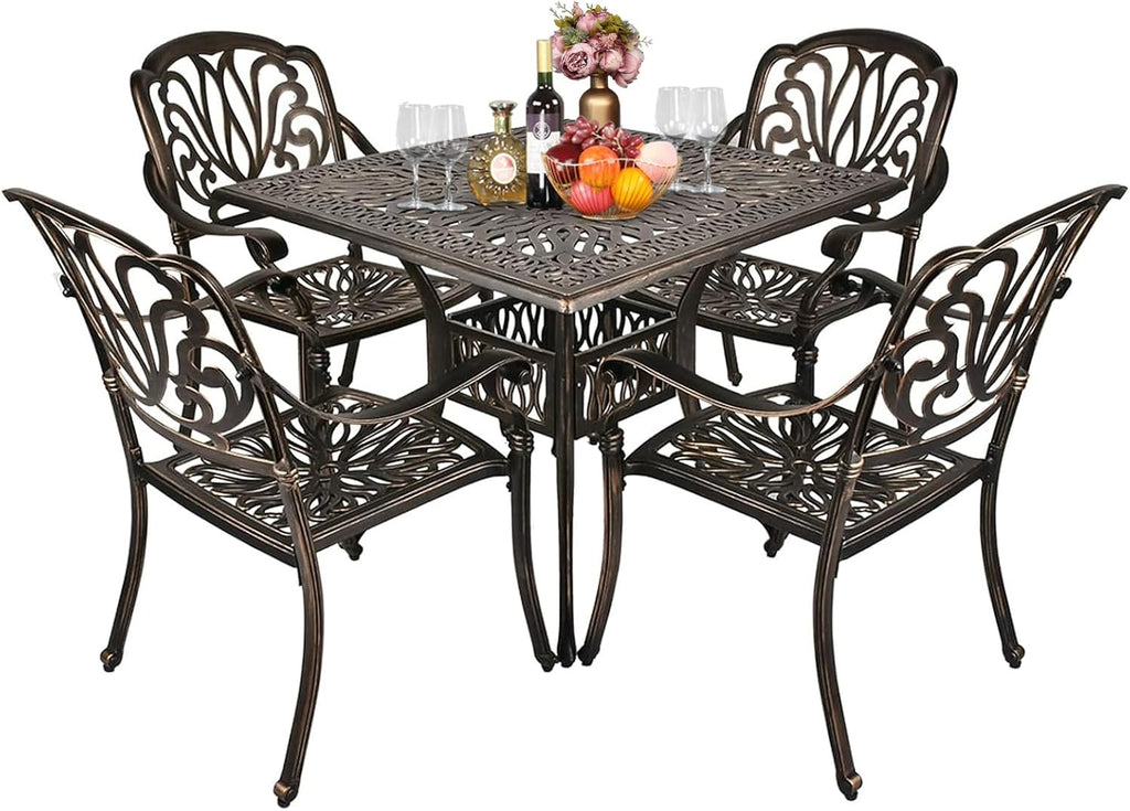 vingli 5 pieces outdoor patio dining set, cast, main product view