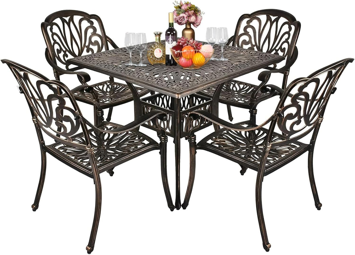 vingli 5 pieces outdoor patio dining set, cast, main product view