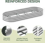 Raised Garden Bed with Self-Watering System, 8x3x1 ft Elevated Planter Boxes Outdoor with Mesh Cover, Oval Galvanized Raised Beds for Gardening,Vegetables,Flowers, Backyard, Patio