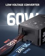 DEWENWILS 60W Low Voltage Landscape Transformer 120V AC to 24V DC, Outdoor Landscape Lighting Transformer Photocell Sensor & Timer, Weatherproof Low Voltage Transformer for Spotlights Pathway Lights