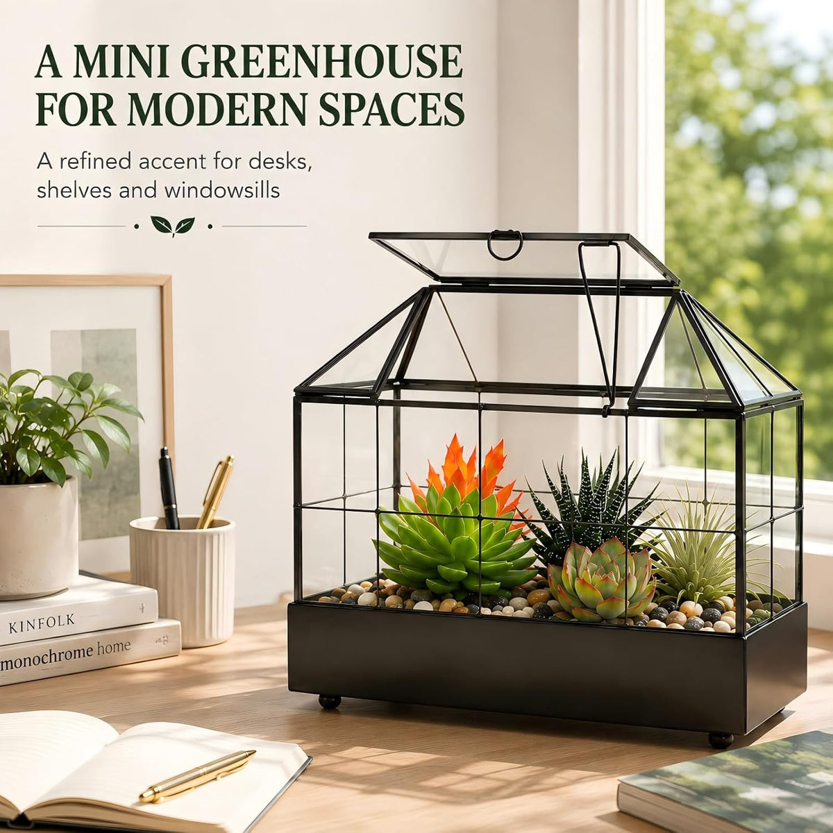 large tall plant terrarium glass – glass greenhouse on a desk or shelf