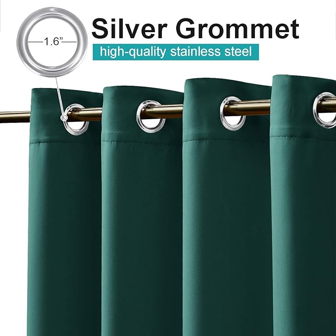 NICETOWN Exterior Waterproof Curtain for Patio Extra Wide, Thermal Insulated Grommet Sunlight Block Weighted Outdoor Divider for Porch/Yard/Sliding Glass Door, W120 x L95, 1 Panel, Hunter Green