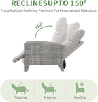 IDEALHOUSE Wicker Outdoor Recliner Reclining Patio Chairs with Adjustable Back & Footrest 150° Lay-Flat Reclining with Air Pump Rattan Flip-Up Side Table Outdoor Lounge Chairs for Pool Deck Balcony