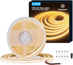 COB LED Strip Lights Waterproof IP67 DC24v Warm White 3000K 16.4ft/5m High CRI 92Ra+ Outdoor LED Tape Lighting DIY Cuttable for Bedroom Kitchen Cabinet Shelf (Power Supply Not Included)