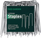 FEED GARDEN 6 Inch 50 Pack Hot-dip Galvanized Landscape Staples Plant Cover Spikes 11 Gauge Tent Stakes Garden Stakes Landscaping Fabric SOD Pins Yard Pins for Decoration Weed Barrier Fabric