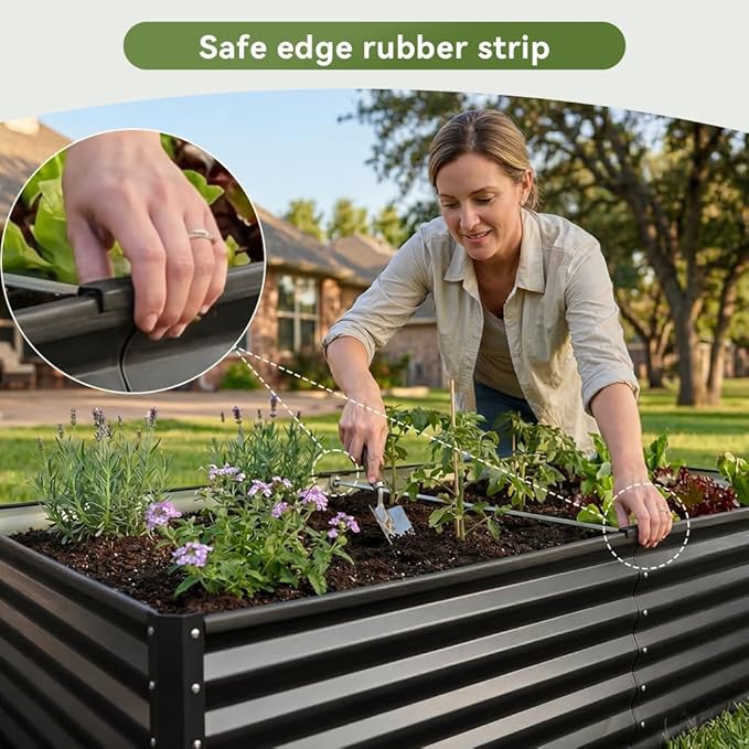 COMHOMA Galvanized Raised Garden Bed,Large Metal Planter Box for Outdoor Vegetables,Corrugated Steel Herbed Plants Container,Extra Deep Gardeners Kits with Open Bottom (2, 8x4x2FT)