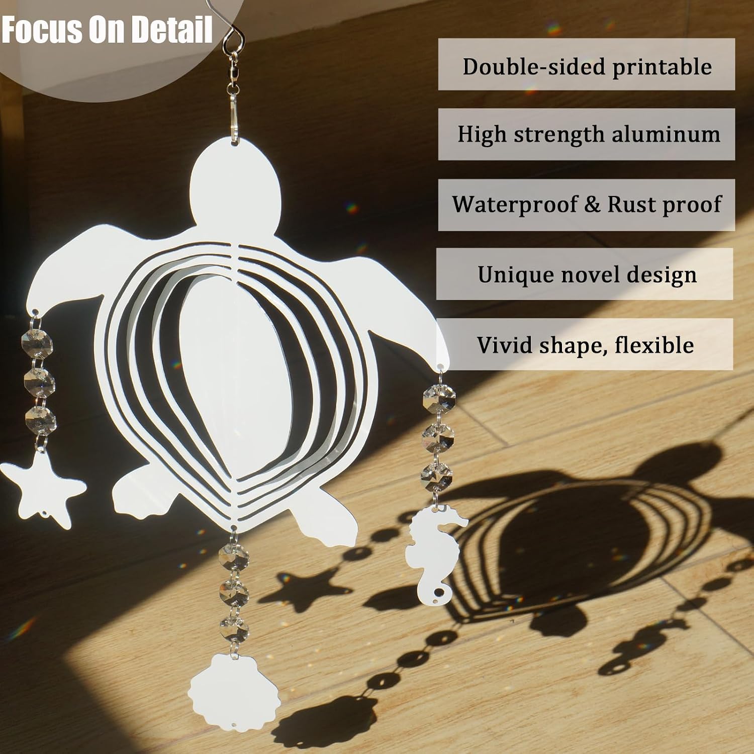4Pack 8inch Sublimation Wind Spinner Blanks 3D Aluminum Metal Wind Sculpture Kinetic Spinners for Yard and Garden Indoor Art Ornaments Hanging Decoration (Turtle)