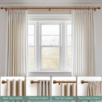 Retro Gold Curtain Rods for Windows 72 to 144 Inches Adjustable Length Heavy Duty 1" Diameter Window Curtain Rod with Decorative Finials for Outdoor Bedroom Kitchen Living Room Farmhouse