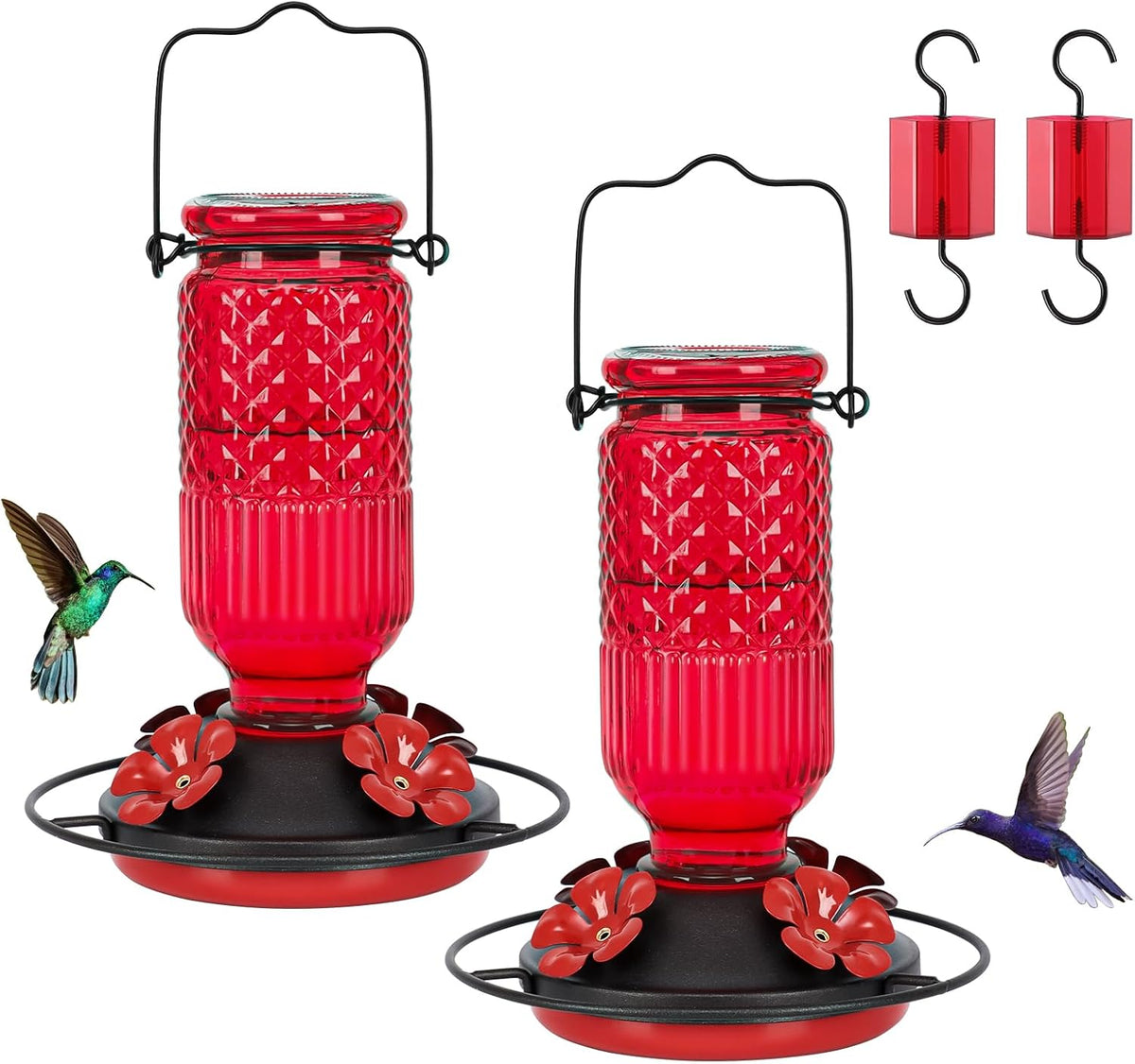 feed garden glass hummingbird feeder for outdoors, leak-resistant, main product view