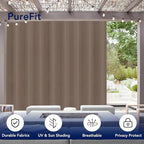 PureFit Outdoor Curtains for Patio Waterproof Weatherproof, UV Resistant Outside Curtains for Gazebo, Front Porch, Pergola, Sun Blocking Privacy Curtain, 120W x 108L inch, 1 Panel, Camel