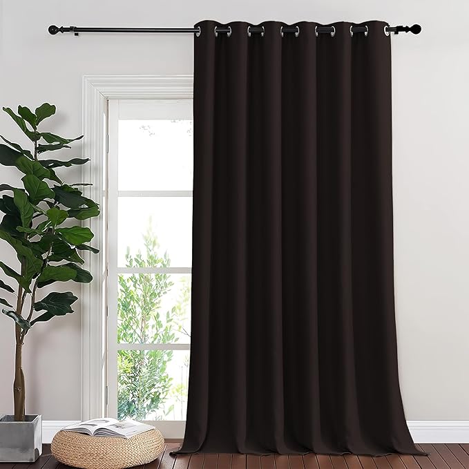 NICETOWN Blackout Room Divider Curtains for Sliding Glass Doors 102 Inches Long 1 Panel, Extra Wide Curtains for Doorway Patio Bedroom Living Room (Toffee Brown, 80Wx102L, 1 Panel)