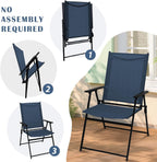 YLGJ&TIDY Folding Patio Chairs Set of 2 Stackable Outdoor Chairs with Armrests Backrest Portable Folding Chair for Patio Garden Camping Fishing Yard Lawn,No Assembly (Blue, 2 Pcs)