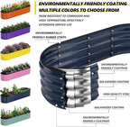 Galvanized Metal Planter Raised Garden Bed Kit for Gardening Outdoor，8x2x1ft Planter Grow Garden Box Raised Flower Bed，Long Vegetable Clearance Herb Raised Garden Beds for Gardening