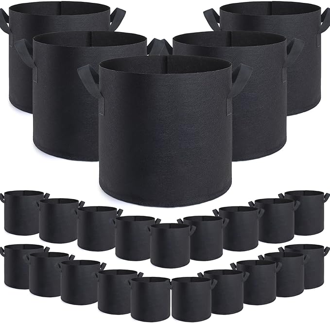 GROWTNT 7 Gallon Grow Bags 24 Pack,7 Gallon Fabric Pots,Garden Bags to Grow Vegetables,Planter Bag for Vegetables,Garden Pots with Two Handles.