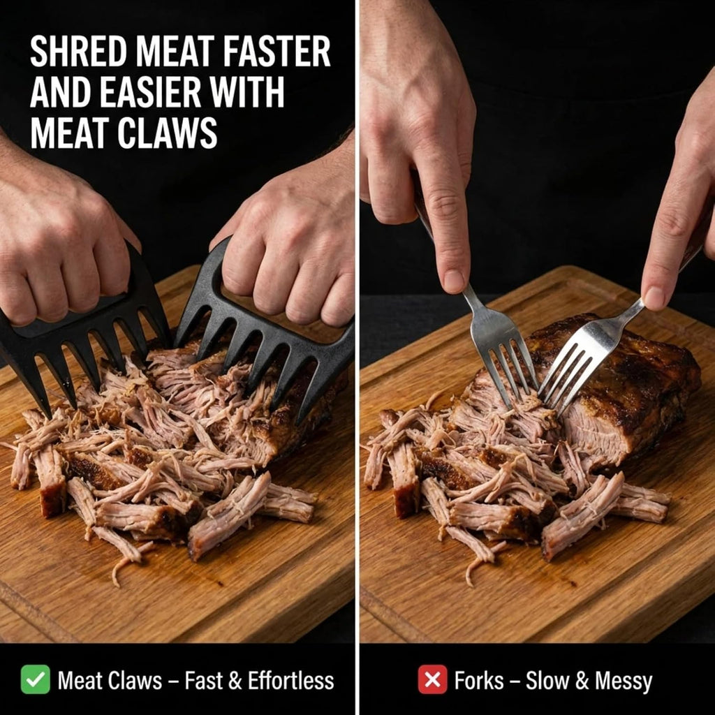 Meat Shredder Claws for Chicken & Pulled Pork Heavy Duty Meat Claws with Non-Slip Handle, BBQ Shredding Tool for Smoker, Grill & Kitchen
