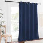 NICETOWN Blackout Navy Blue Bedroom Curtain 118 inches Long, Grommet Thermal Insulated Room Divider Drape Solid Window Treatment for Sliding Door/Living Room, W66 x L118, 1 Panel