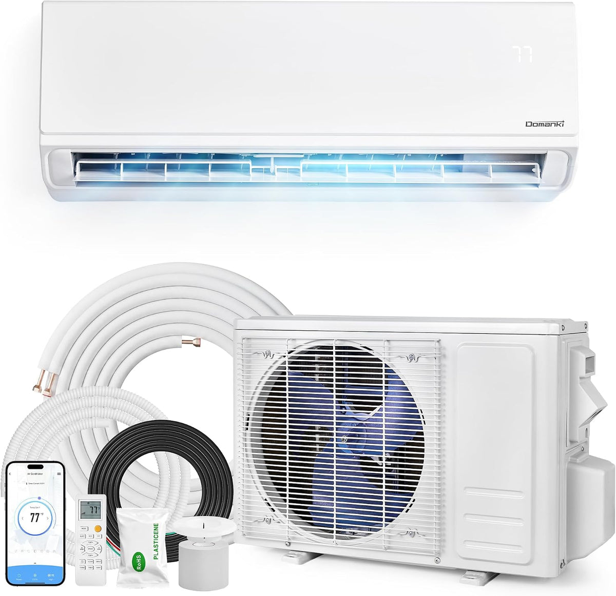 domanki 24000btu mini split ac/heating system,wall mounted air, main product view