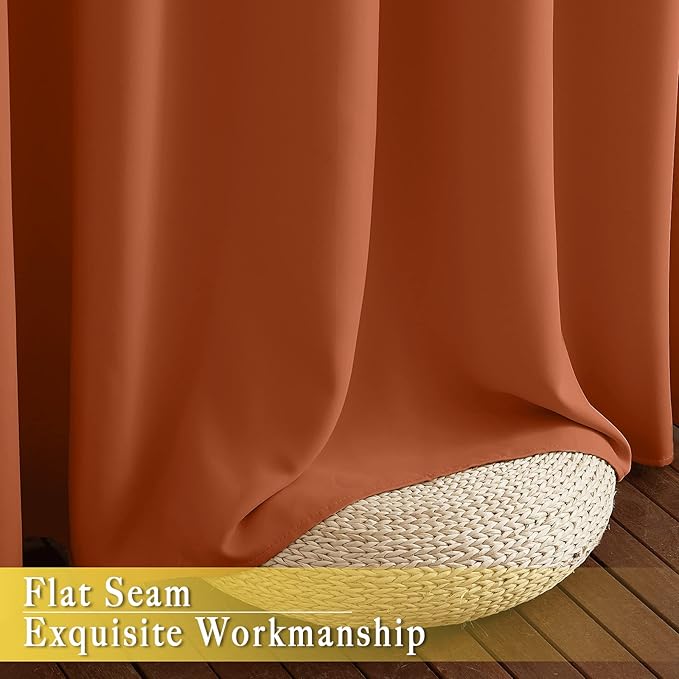 NICETOWN Blackout Burnt Orange Curtain for Bedroom 63 inch Length - Grommet Top Room Darkening Sound Reduction Privacy Thermal Drape for Nursery/Living Room, W52 x L63, 1 Panel