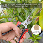 Gardening Scissors Hand Pruner Pruning Shear with Straight Stainless Steel Blades, Flower Cutter Garden Clippers, 8.1 Inch (Red)
