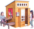 kidkraft modern outdoor wooden playhouse with picnic table, main product view