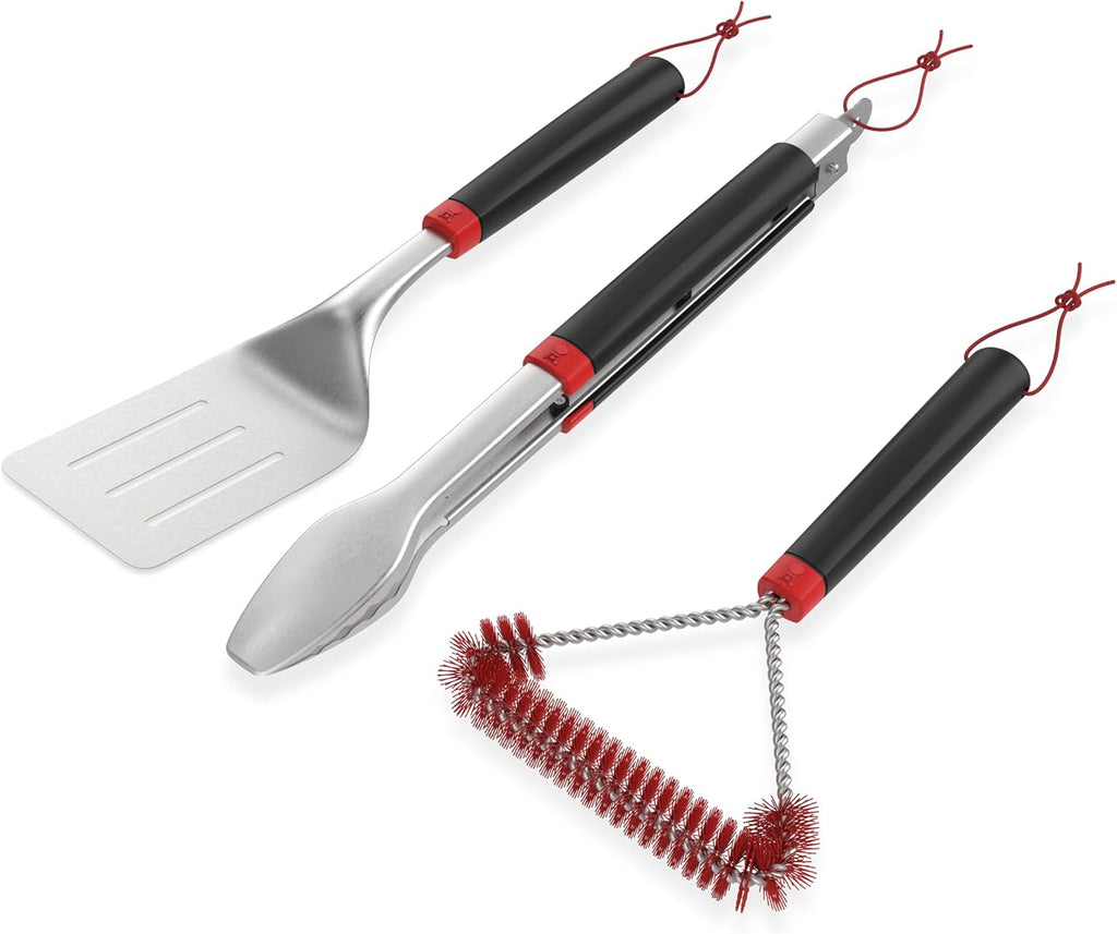 weber® 3-piece bbq tool set, stainless steel shown in use