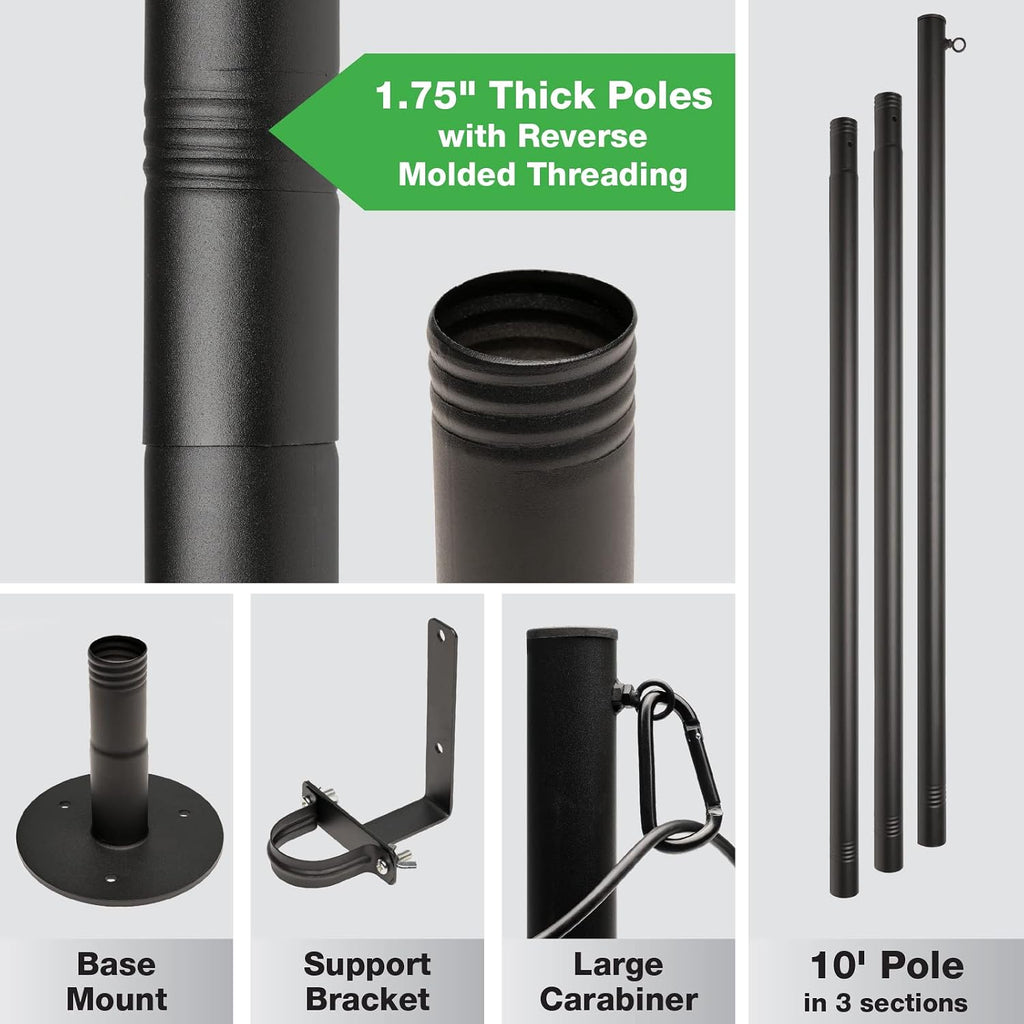 EXCELLO GLOBAL PRODUCTS Premium String Light Poles - 2 Pack - Extends to 10 Feet – Deck Mount (Wood/Concrete)