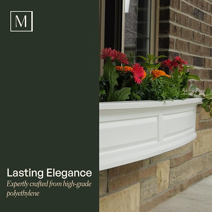 Mayne Nantucket 5-Foot Window Box – Self-Watering, Weather-Resistant Planter for Flowers – Durable Design for Outdoor Use, Perfect for Windows