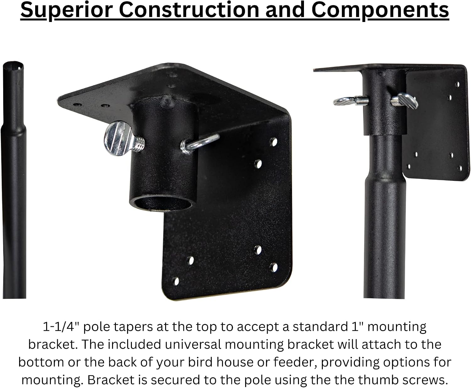 Universal Mounting Pole Kit - Heavy Duty Bird House or Bird Feeder Pole for Outdoors, Galvanized Steel, Threaded Joints, 30 lb Capacity, Auger Base