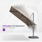 PURPLE LEAF 10 FT Outdoor Umbrella with Base Patio Cantilever Aluminum Umbrella with 3 Years Fade Resistance Recycled Fabric Offset Square with 360-degree Rotation for Deck Pool Garden, Sand Dune