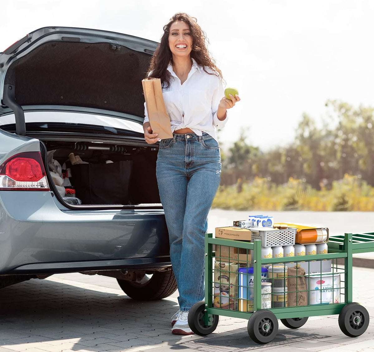 garden cart with seat,3-in-1 rolling seat with wheels on a desk or shelf